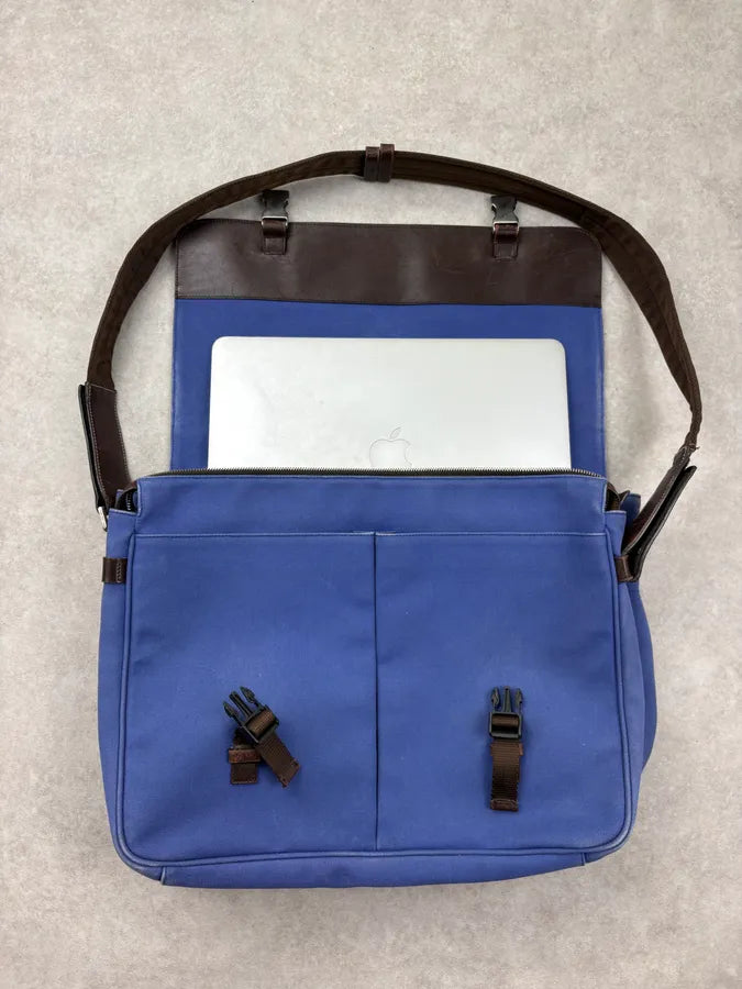 2000s Prada Royal Blue Canvas Messenger Bag BtVMnCG 6