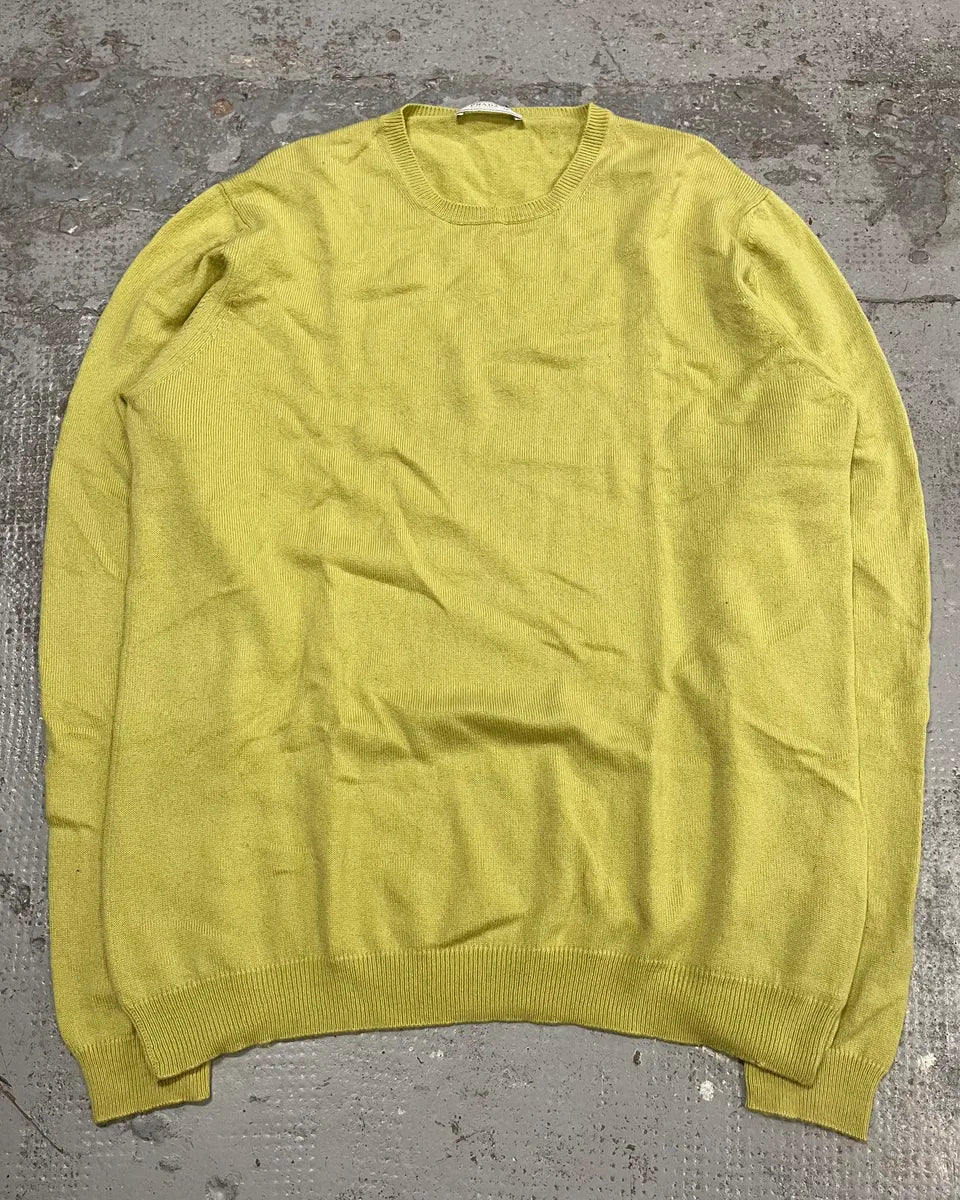2000s Prada Sage Green Elbow Patch Wool & Cachemere Sweater XeiNsdr 3