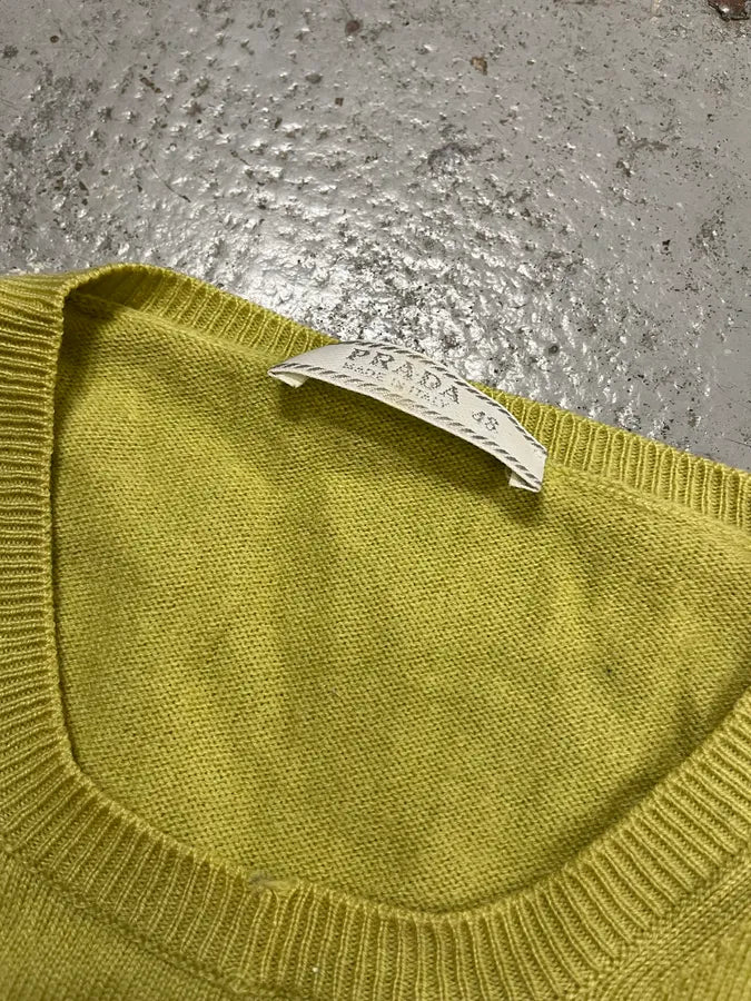 2000s Prada Sage Green Elbow Patch Wool & Cachemere Sweater XeiNsdr 7