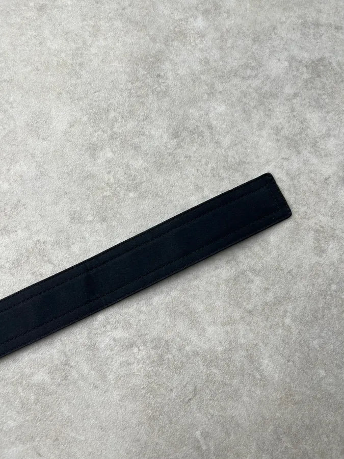 2000s Prada Silver Grey Logo Buckle Navy Belt OPUZzfN 5