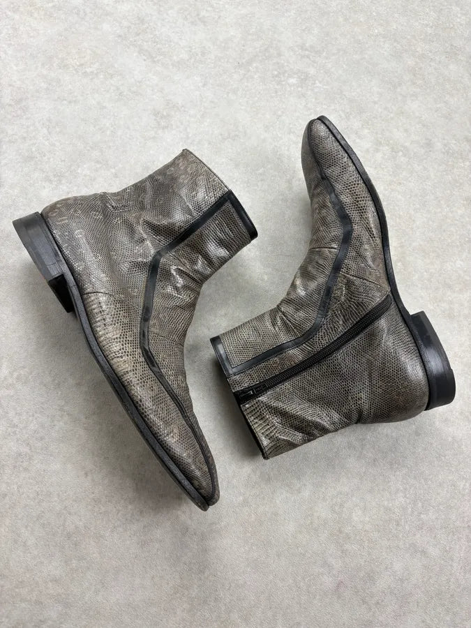 2000s Prada Lizard Grey Leather Ankle Boots  nkxypqf 5
