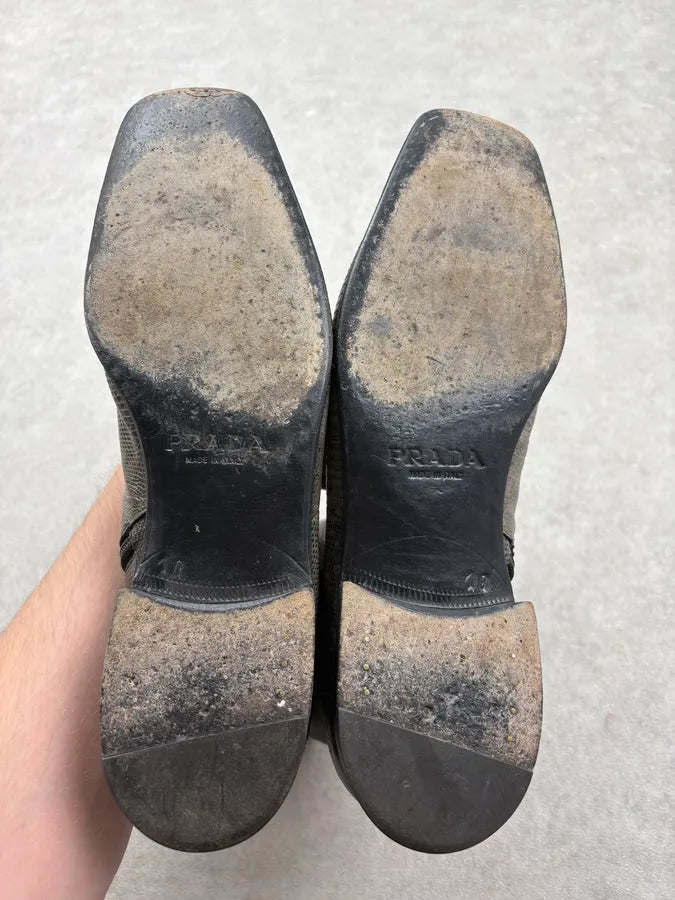 2000s Prada Lizard Grey Leather Ankle Boots  nkxypqf 7