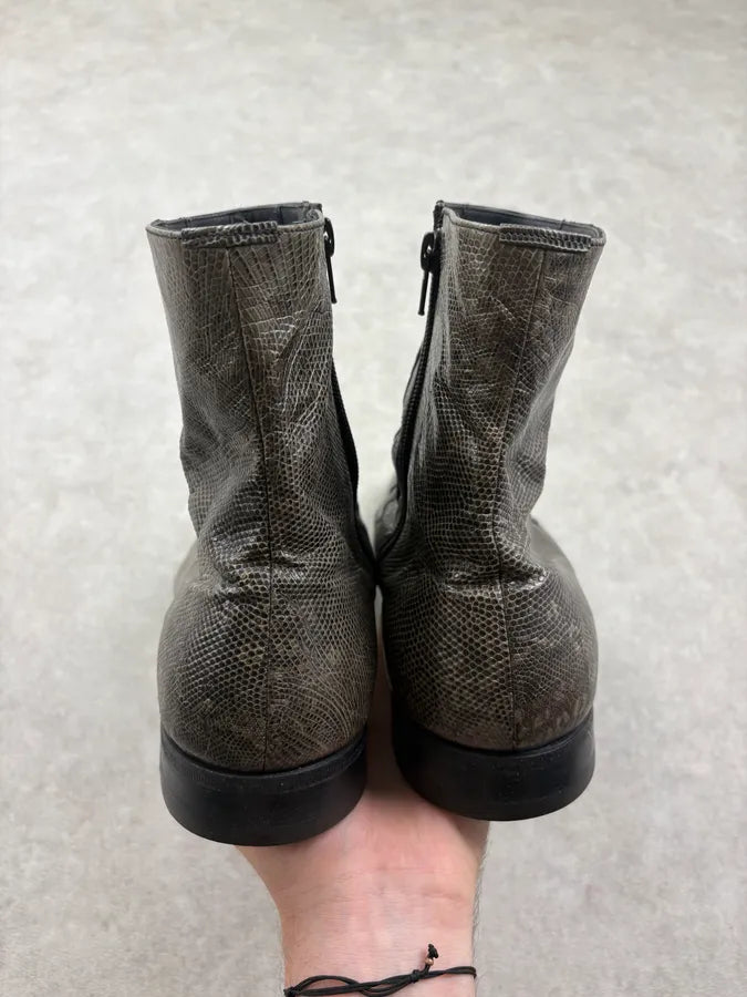 2000s Prada Lizard Grey Leather Ankle Boots  nkxypqf 6