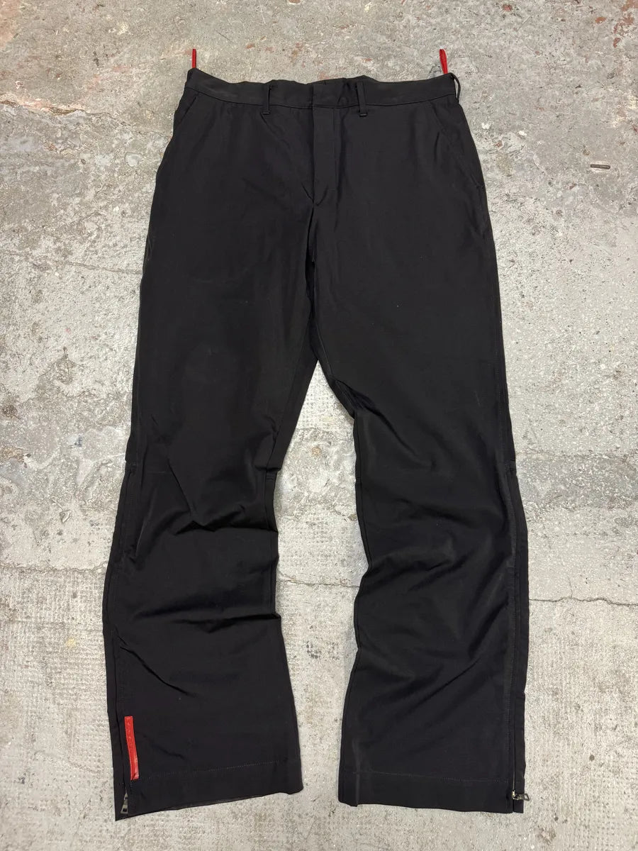 2000s Prada Sport Black Linea Rossa Zip Pants (M/L) VYErdUR 1