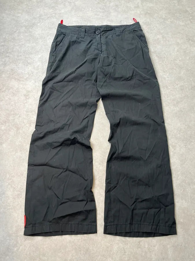 2000s Prada Sport Linea Rossa Black Nylon Pants AXsWHEi 0