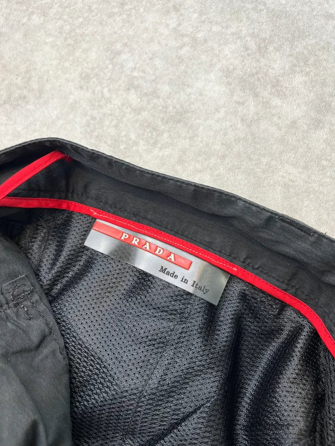 2000s Prada Sport Linea Rossa Black Nylon Pants AXsWHEi 12