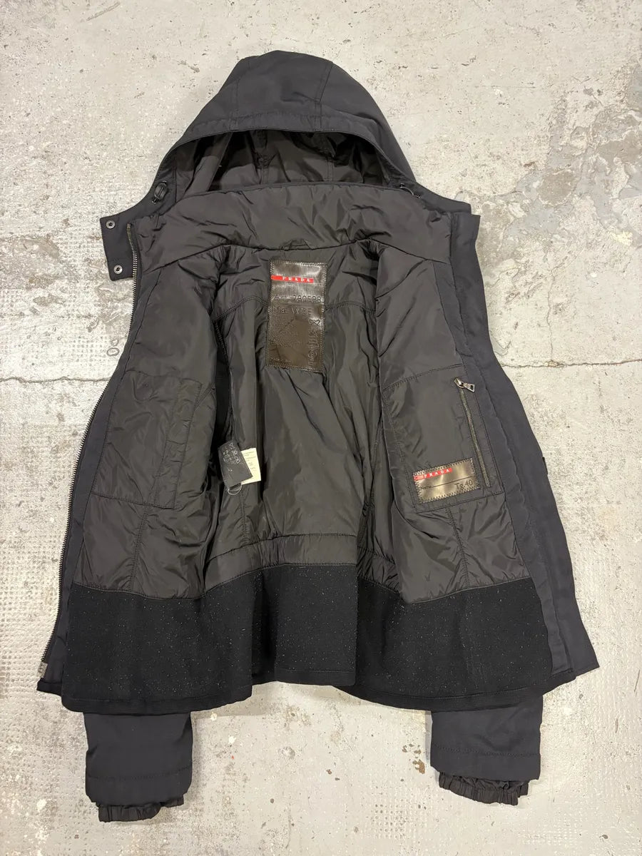 2000s Prada Sport Technical Padded Black Nylon Jacket pwaLxqI 2