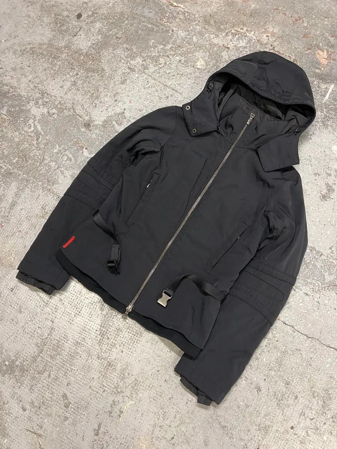 2000s Prada Sport Technical Padded Black Nylon Jacket pwaLxqI 7