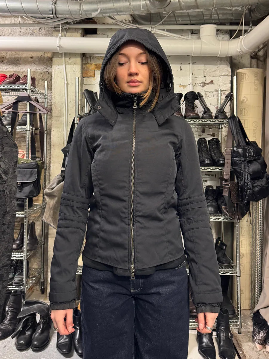 2000s Prada Sport Technical Padded Black Nylon Jacket pwaLxqI 4