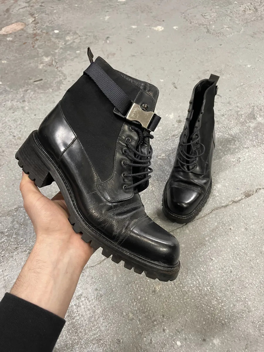 2000s Prada Strap Black Boots  (39.5eu/us6.5) 0