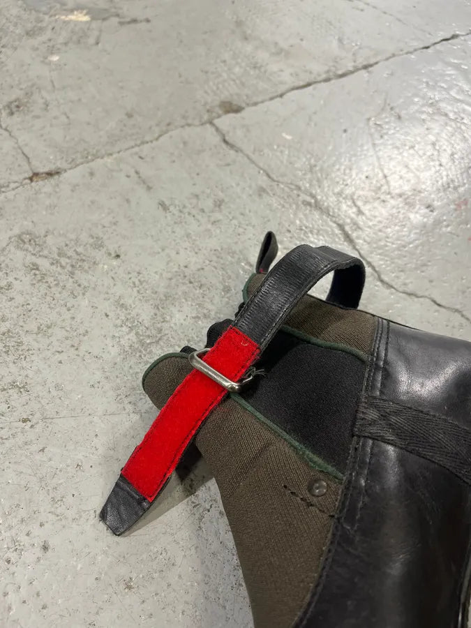 2000s Prada Strap Hybrid Green & Black Leather Boots iUrtnYr 3