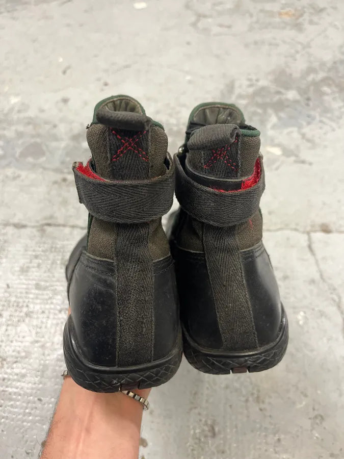 2000s Prada Strap Hybrid Green & Black Leather Boots iUrtnYr 5