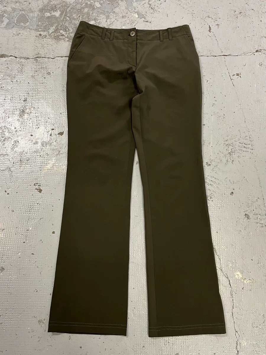 2000s Prada Stretch Olive Khaki Pants IcLLCHp 4