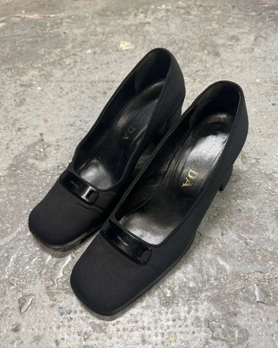 2000s Prada Suede Black Pumps Heels (38eu/us5.5) 0