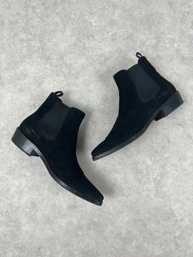 2000s Prada Suede Leather Chelsea Classy Boots cRECTdM 2