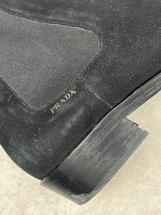 2000s Prada Suede Leather Chelsea Classy Boots cRECTdM 7