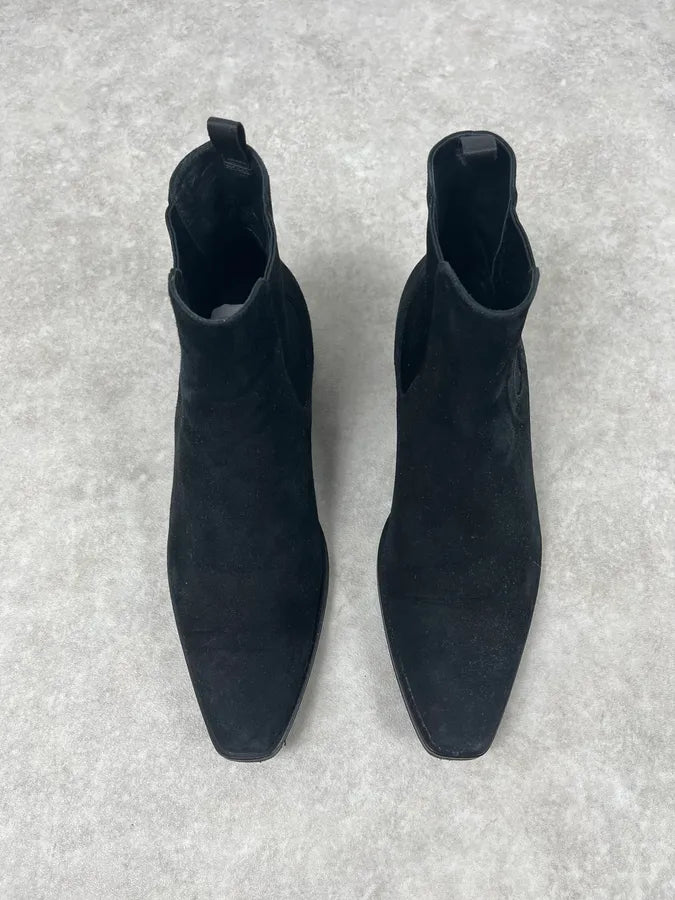 2000s Prada Suede Leather Chelsea Classy Boots cRECTdM 3