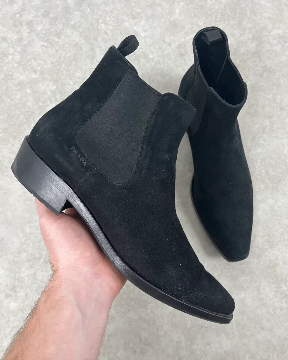 2000s Prada Suede Leather Chelsea Classy Boots cRECTdM 0