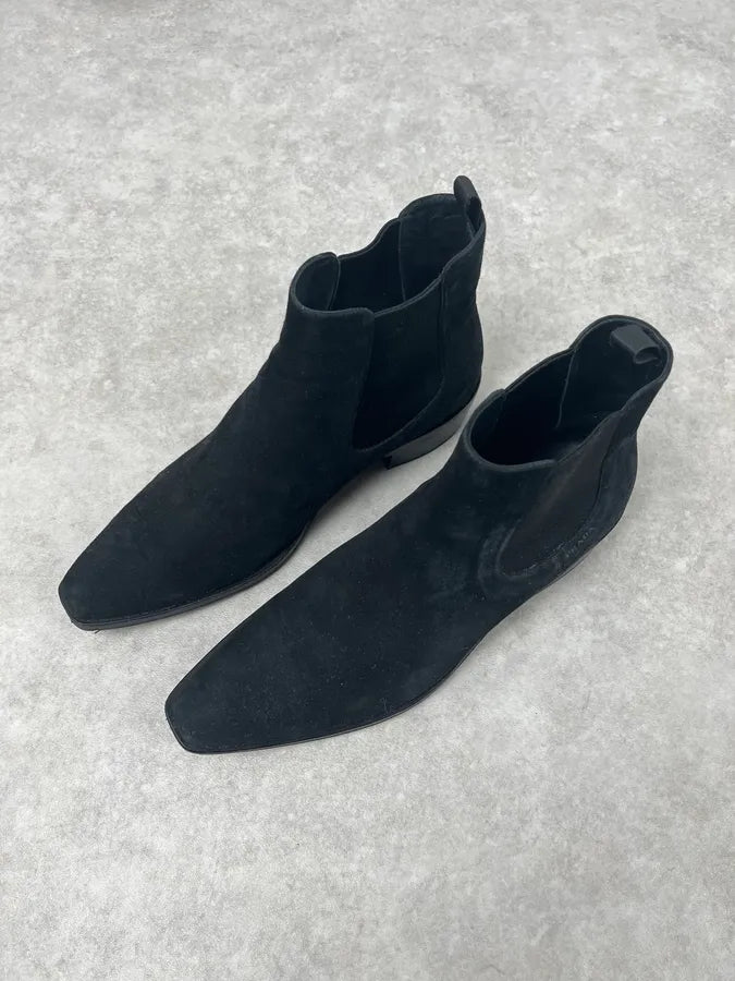 2000s Prada Suede Leather Chelsea Classy Boots cRECTdM 1