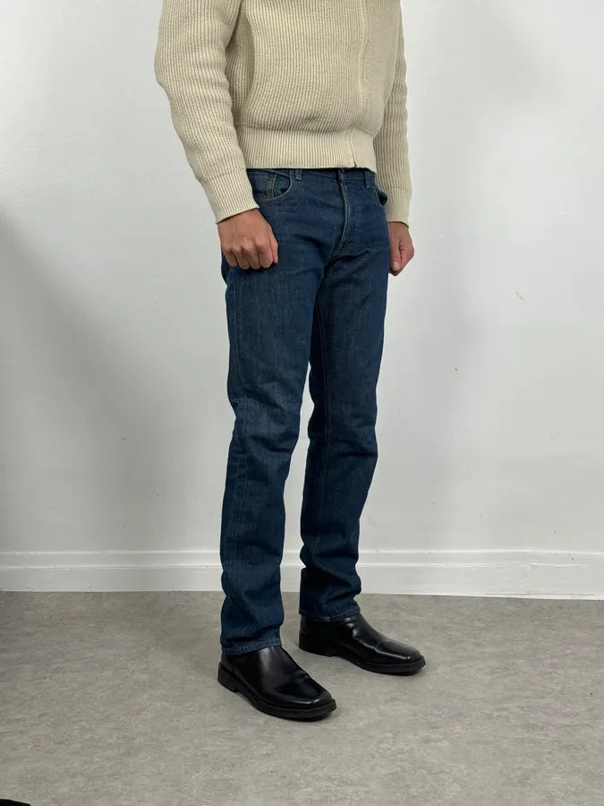 2000s Prada Tapered Fit Navy Brut Regular Denim Jeans fgegbCI 2