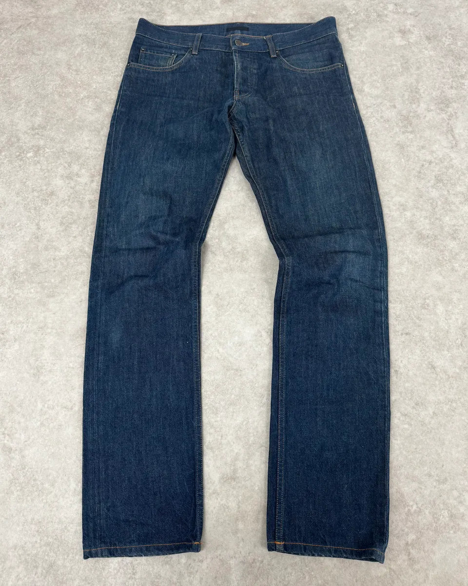 2000s Prada Tapered Fit Navy Brut Regular Denim Jeans fgegbCI 0