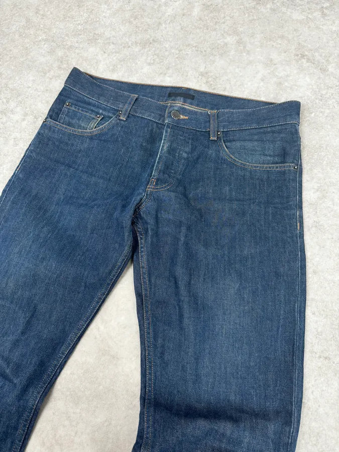2000s Prada Tapered Fit Navy Brut Regular Denim Jeans fgegbCI 5
