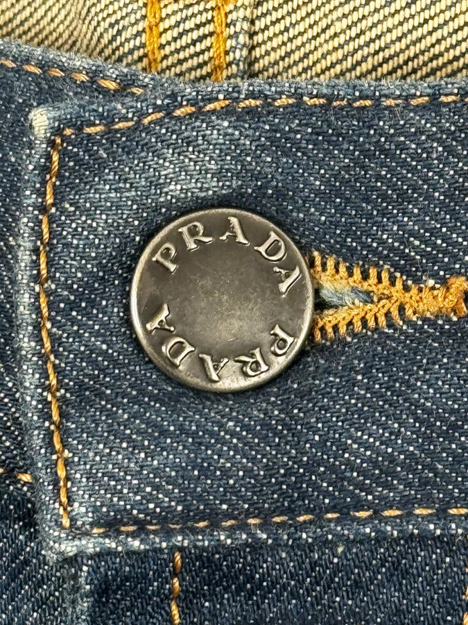 2000s Prada Tapered Fit Navy Brut Regular Denim Jeans fgegbCI 7