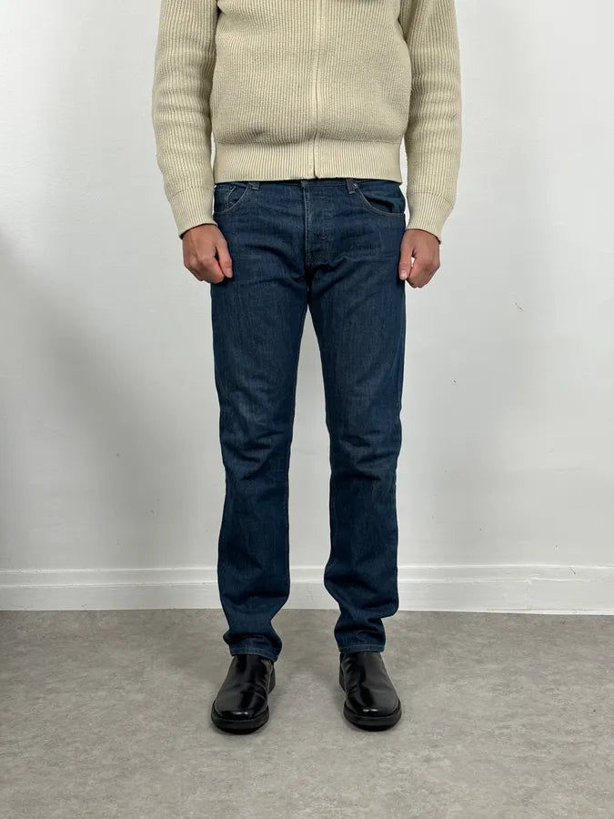 2000s Prada Tapered Fit Navy Brut Regular Denim Jeans fgegbCI 1