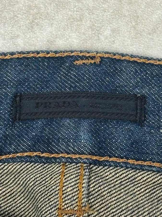 2000s Prada Tapered Fit Navy Brut Regular Denim Jeans fgegbCI 9