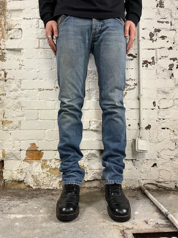 2000s Prada Tapered Light Blue Jeans dFuoixD 0