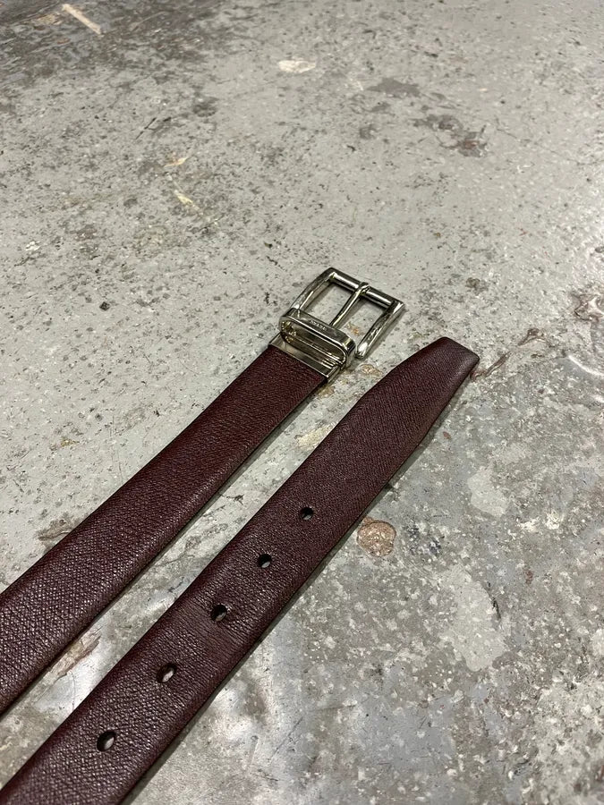 2000s Prada Two Sides Blue & Brown Reversible Leather Belt KqpyPSd 3