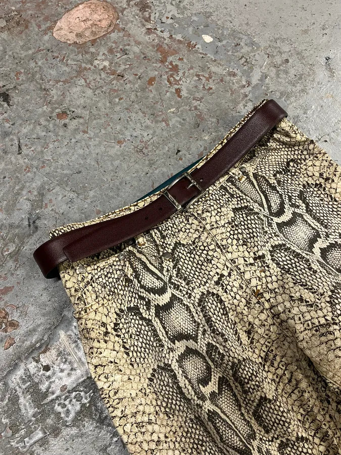 2000s Prada Two Sides Blue & Brown Reversible Leather Belt KqpyPSd 0