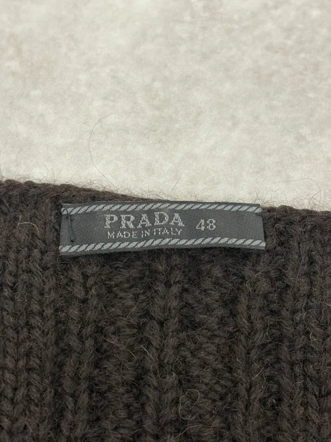 2000s Prada V-Neck Black Wool Sweater fjheUfN 7