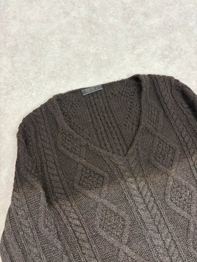 2000s Prada V-Neck Black Wool Sweater fjheUfN 4