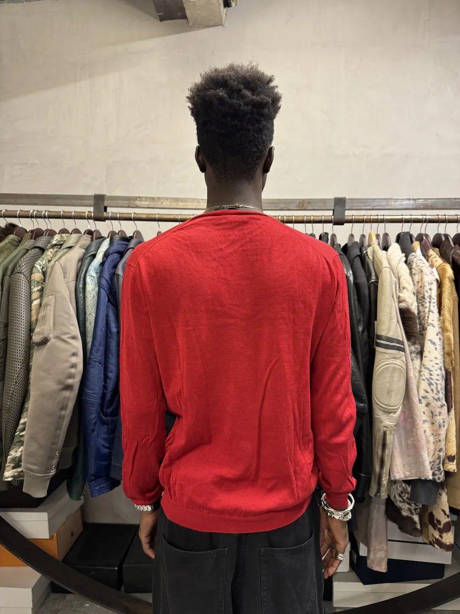 2000s Prada V-Neck Red Glamour Sweater AbLjnoj 1