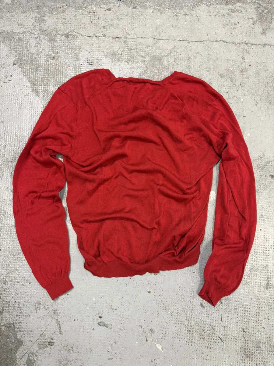 2000s Prada V-Neck Red Glamour Sweater AbLjnoj 3