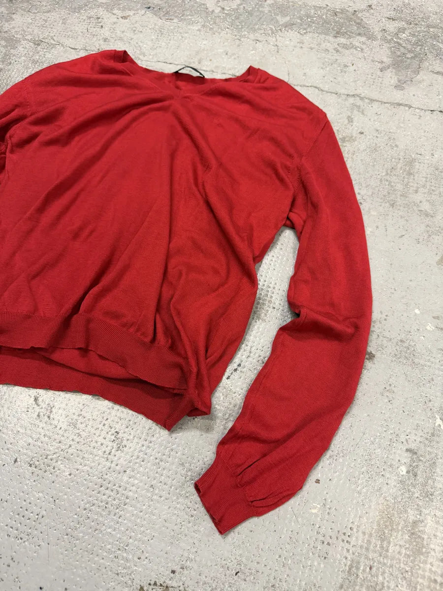 2000s Prada V-Neck Red Glamour Sweater AbLjnoj 5
