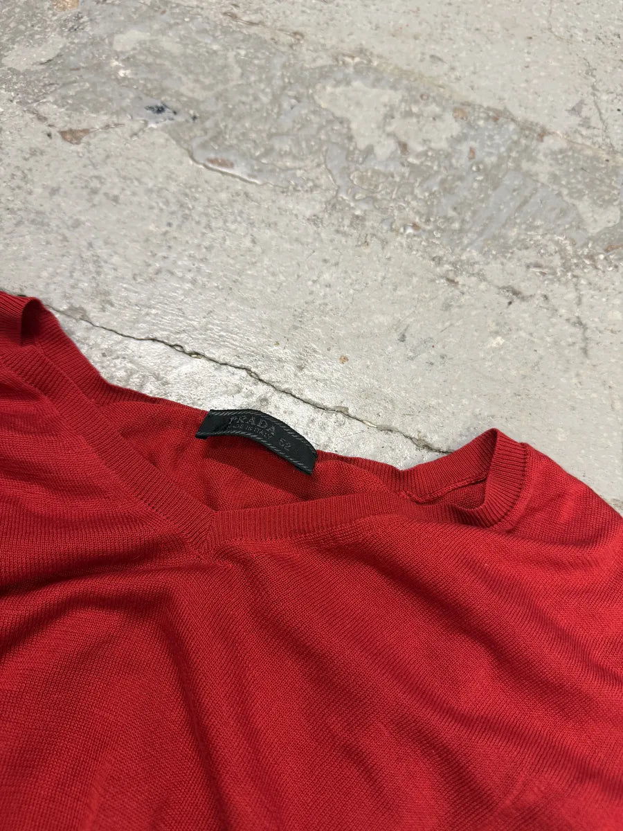 2000s Prada V-Neck Red Glamour Sweater AbLjnoj 6