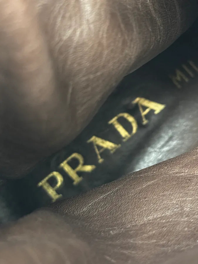 2000s Prada Vibram Brown Leather & Nylon Cargo Boots SvzAexF 5