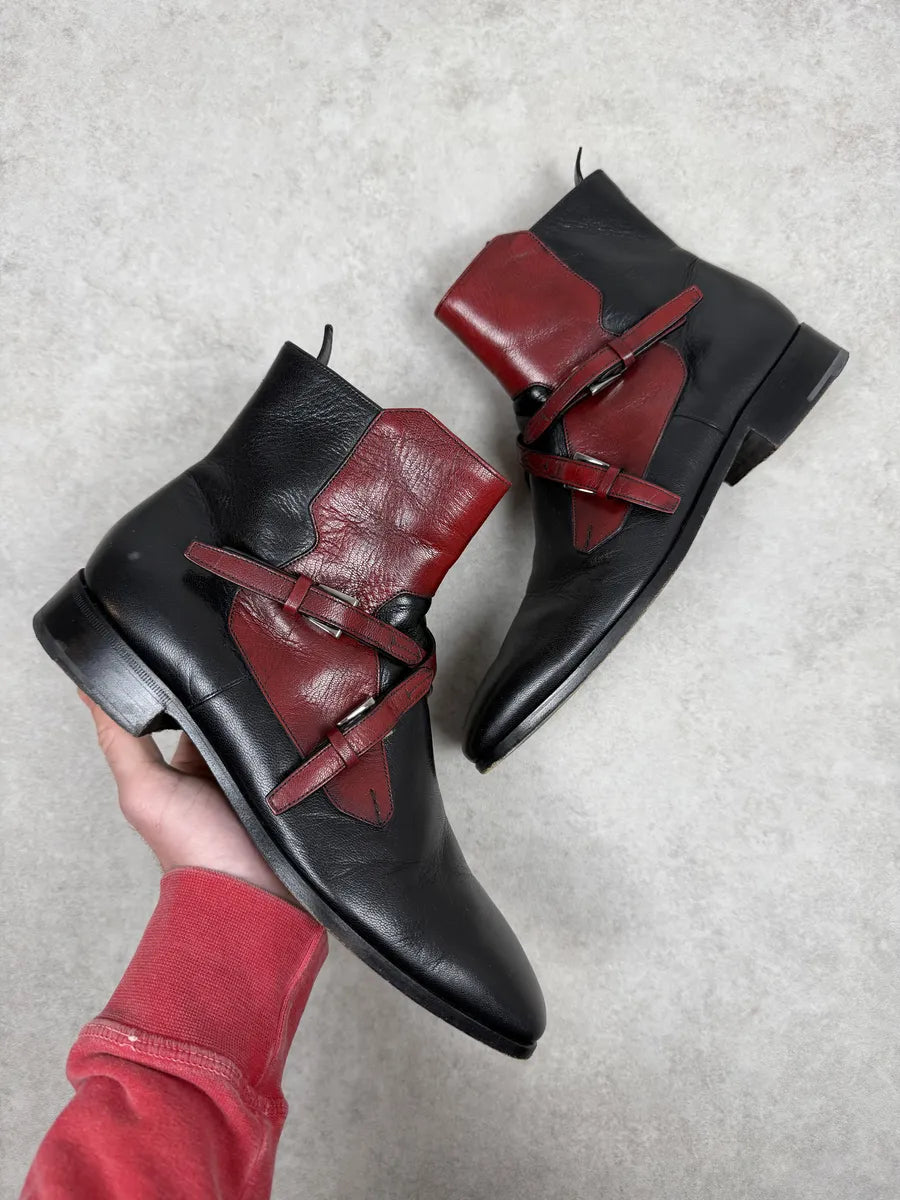 2000s Prada Villain Devil Red & Black Ankle Boots gYzsbEo 0