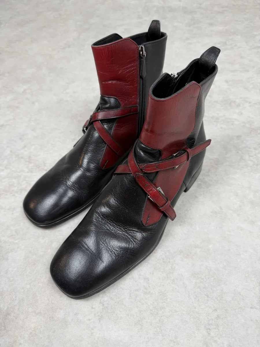 2000s Prada Villain Devil Red & Black Ankle Boots gYzsbEo 2