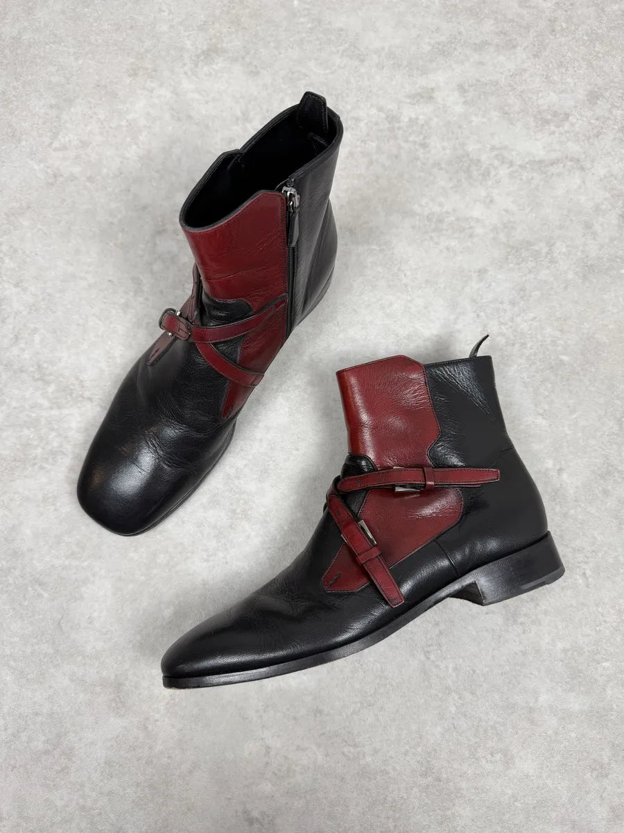 2000s Prada Villain Devil Red & Black Ankle Boots gYzsbEo 3
