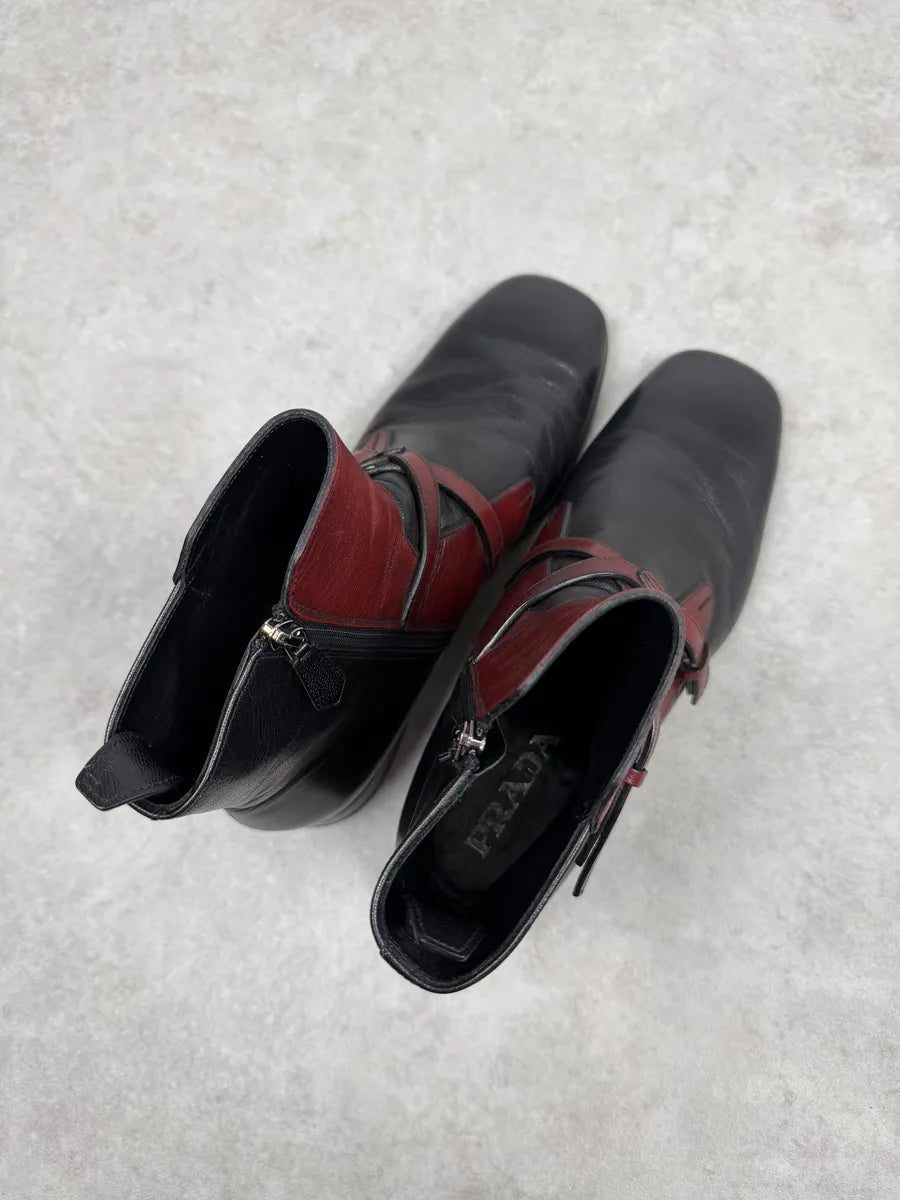2000s Prada Villain Devil Red & Black Ankle Boots gYzsbEo 5