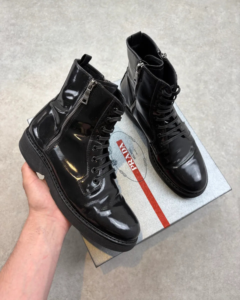 2000s Prada Vinyl Side Zip High Boots  sMVBIfO 0