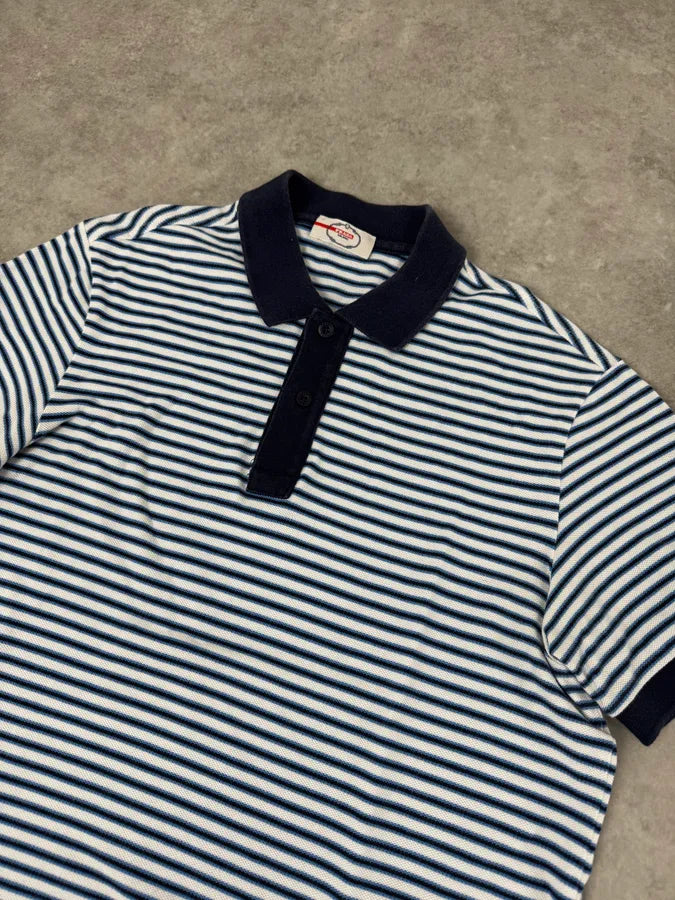 2000s Prada White & Navy Linea Rossa Polo Shirt khRgsRQ 4