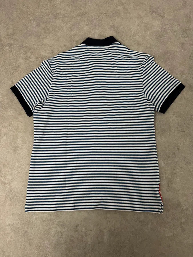 2000s Prada White & Navy Linea Rossa Polo Shirt khRgsRQ 3