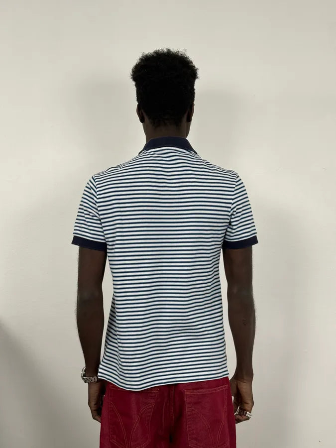 2000s Prada White & Navy Linea Rossa Polo Shirt khRgsRQ 2