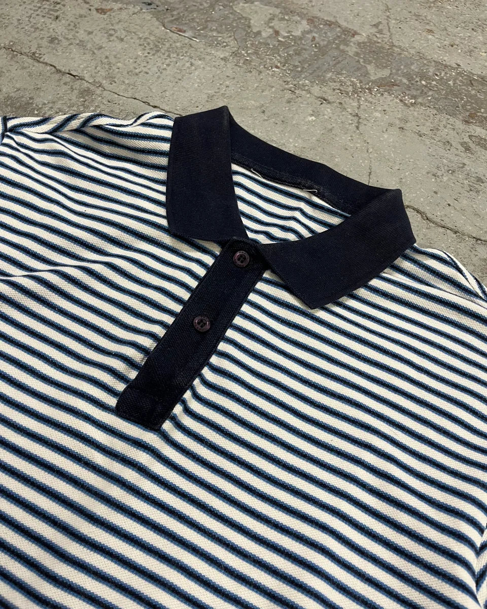 2000s Prada White & Navy Linea Rossa Striped Polo IuJKNDN 4