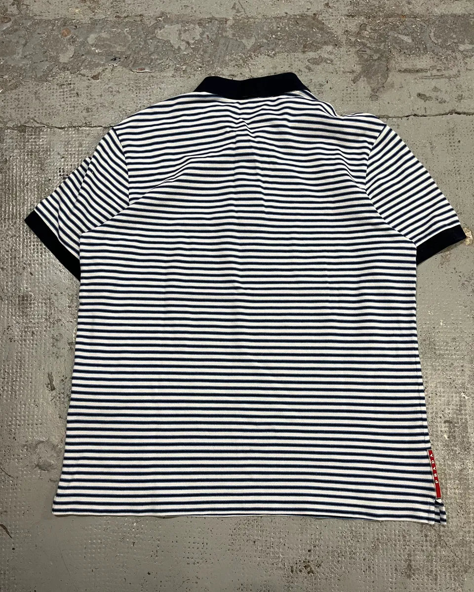 2000s Prada White & Navy Linea Rossa Striped Polo IuJKNDN 7