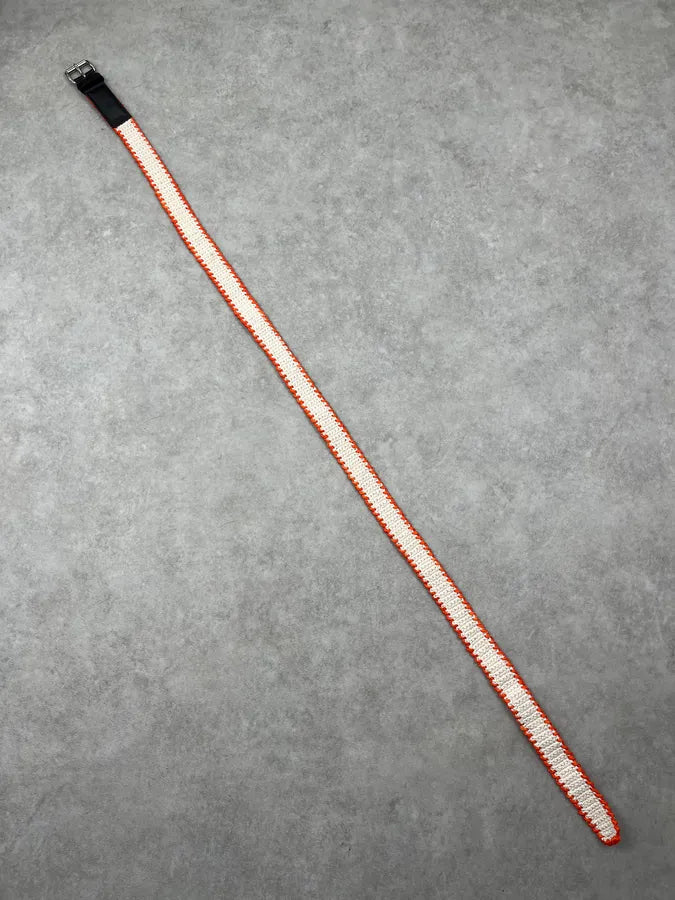 2000s Prada White & Orange Braided Canvas Belt awnGoke 6